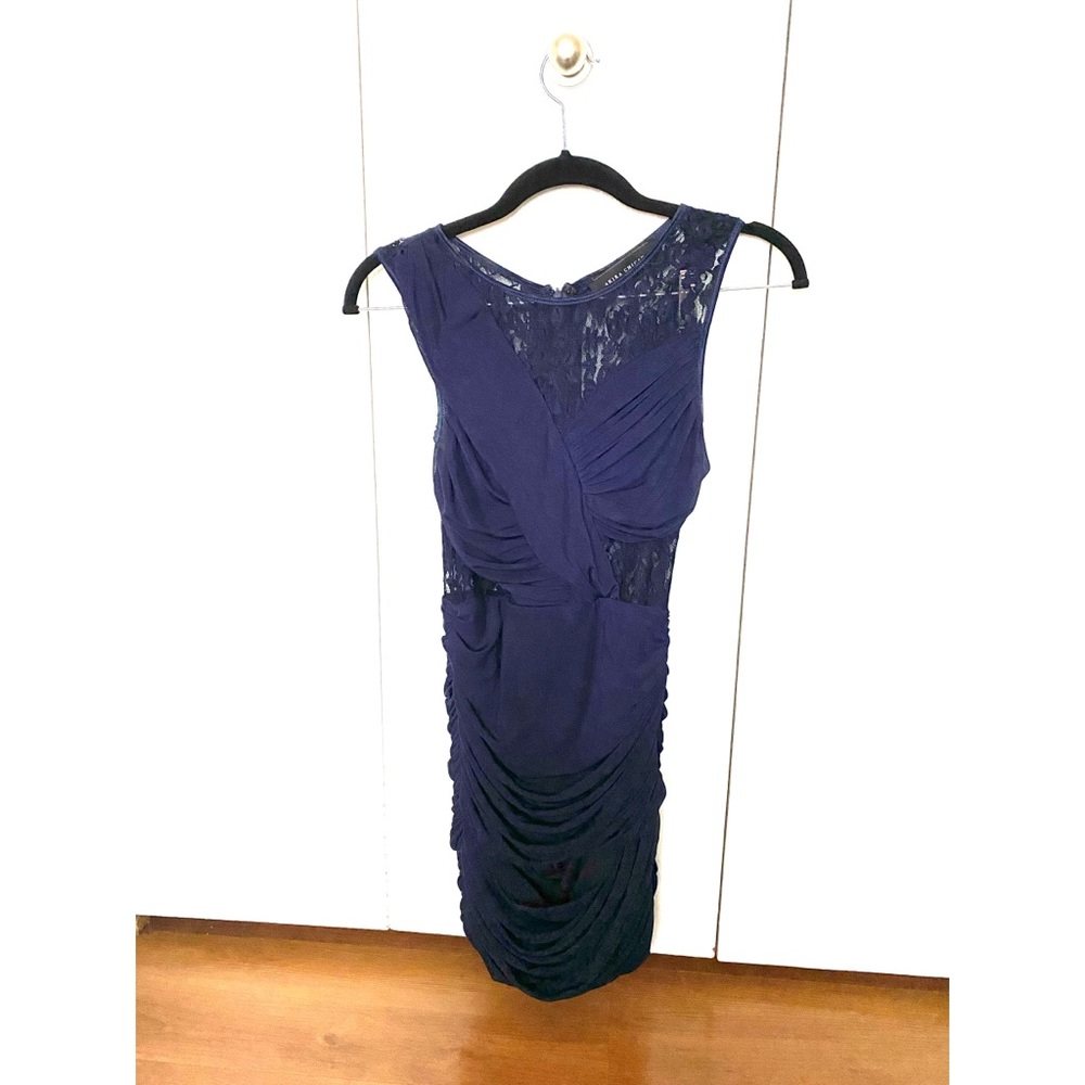 Akira Navy Blue Ruched Tank Dress